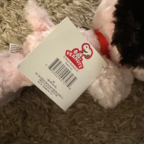 Hallmark Peanuts Pink Fluffy Snoopy Dog Plush - Picture 5 of 7